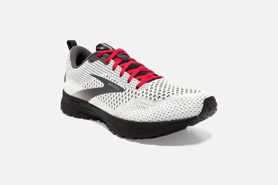 Brooks Revel 4 Road Running Shoes Mens White/Black/Red 784296-ADF